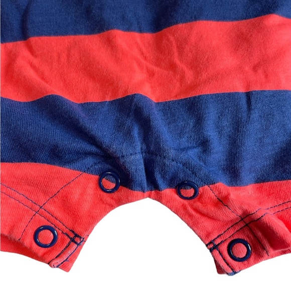 Carter’s Neon Orange & Navy Striped Crab Romper - Picture 3 of 5